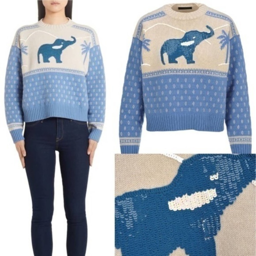 🆕 Alanui Wool & Cashmere Runway Designer Elephant Sequins Sweater